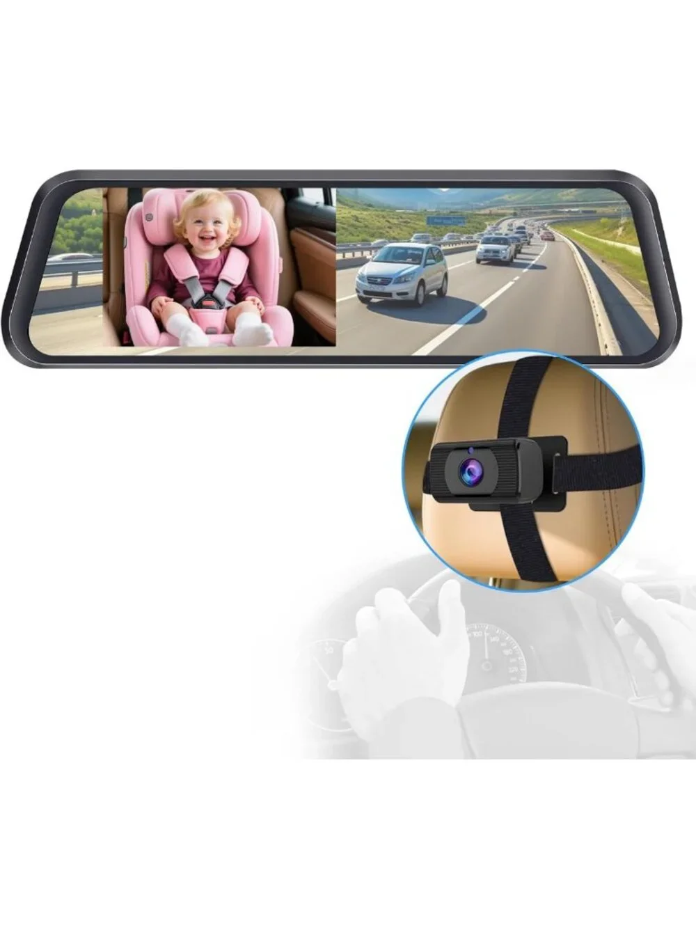 4.3” Baby Car Mirror Camera - Dual View for Safe Travel & Easy Baby Monitoring